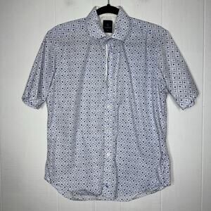 TAYLORBYRD Collection Men’s Golf Club Print Button Up Shirt Short Sleeve Blue M